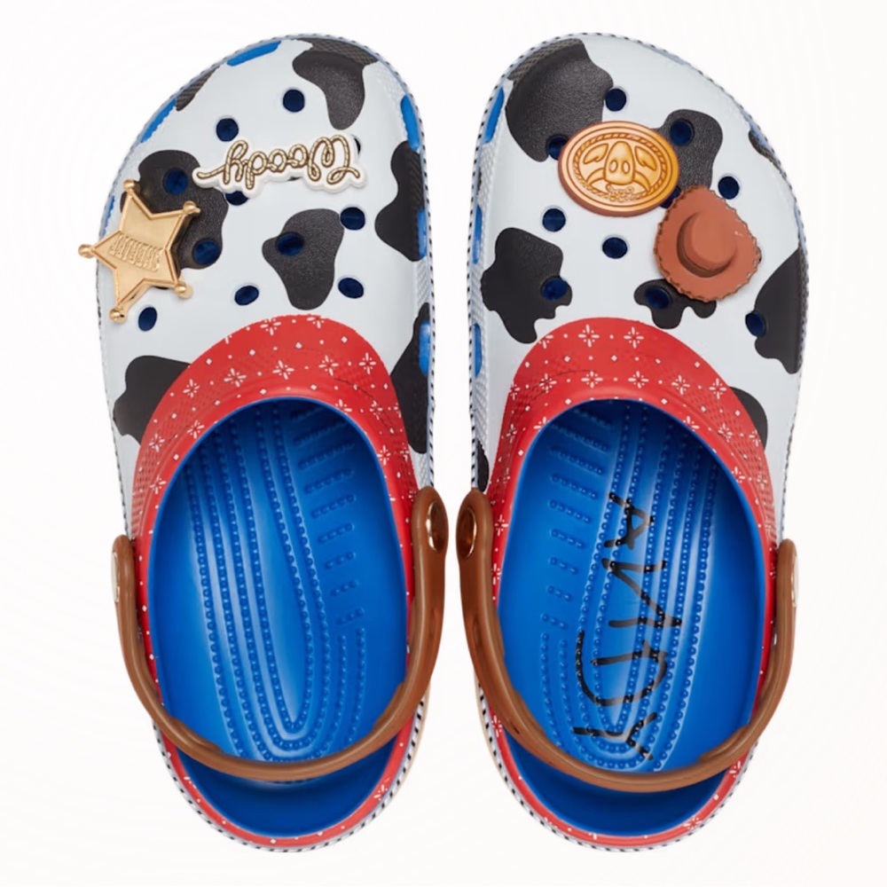 CROCS Kids' Sheriff Woody Clogs - Red, Blue, and White